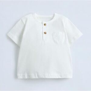 NWT ZARA Baby 3-6 Months White Pocket T-Shirt Organic Cotton Boys Shirt Summer